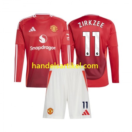 Manchester United Joshua Zirkzee 11 Kinder Heim Trikotsatz 2024/25 Langarm